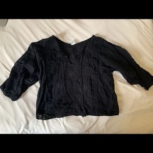 Forever21 Black Embroidered Blouse